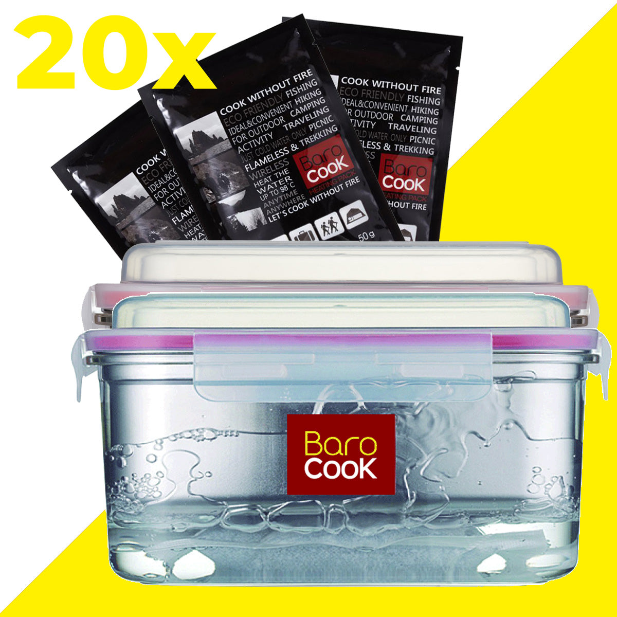 850ml Cooker + 50g Heating Packs - 2 x 10 Pack